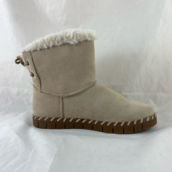 New Womens MUK LUKS Flexi Hoboken Tan Suede Memory Foam Ankle Boots Sz 7 WPL6134 - Picture 3 of 10